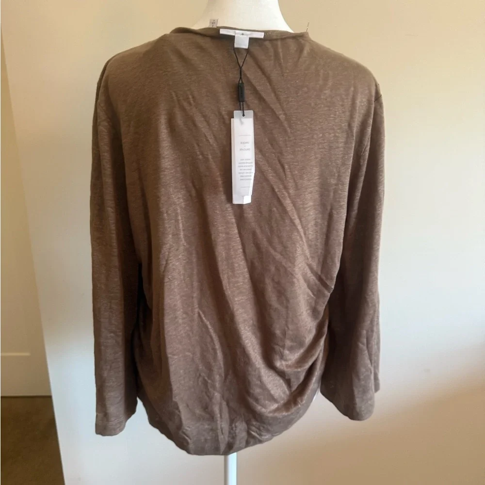 Chico's NWT pintucked Linen Notched-Neck blouse sz l - Picture 5 of 7